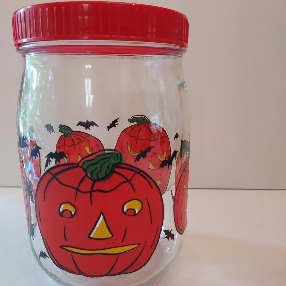 Vintage Glass Canister Pumpkins and Bats - Picture 4 of 10